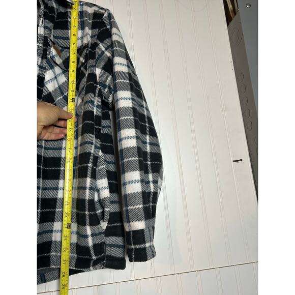 Men's Mountain Ridge Sherpa Lined Jacket Flannel Hood Blue White Size small - Picture 5 of 8